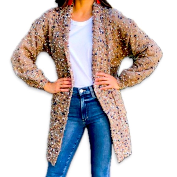 Confetti cardigan long  Mocha Cardigan Davi & Dani Boutique NWT - Picture 11 of 12